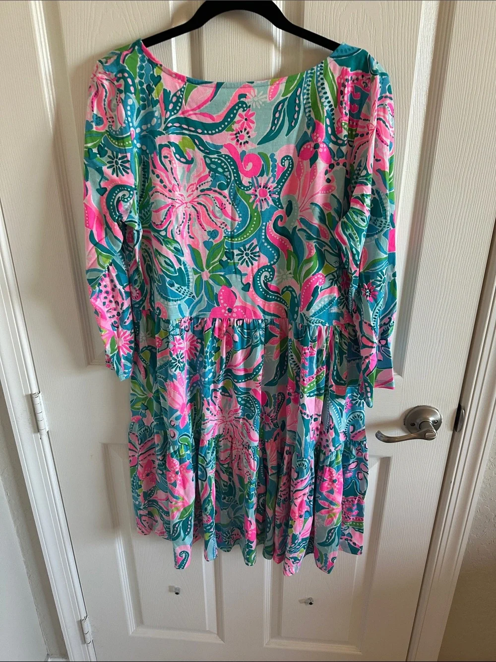 Lilly Pulitzer Pink & Teal Floral Swing Dress - Picture 3 of 5